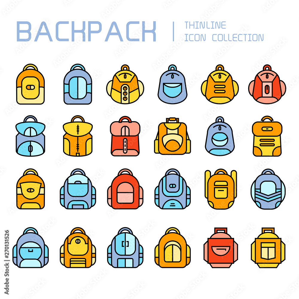 backpack and school bag icons set backpack and school bag icons set