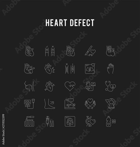 Set Vector Flat Line Icons Heart Defect