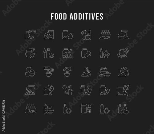 Set Vector Line Icons of Food Additives.