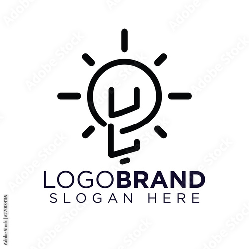 UL Initial Letter with creative bulb Logo vector