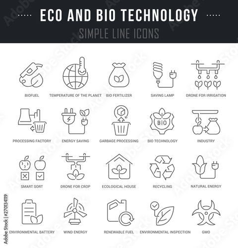 Set Vector Line Icons of Eco and Bio Technology