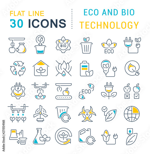 Set Vector Line Icons of Eco and Bio Technology