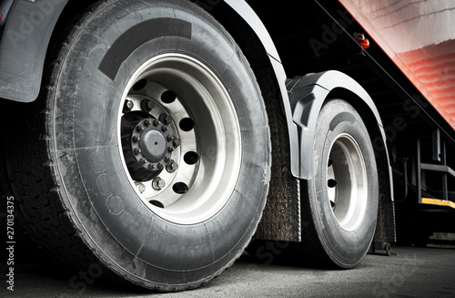 Semi Truck Wheels Tires. Diesel Truck. Freight Trucks Transport. 