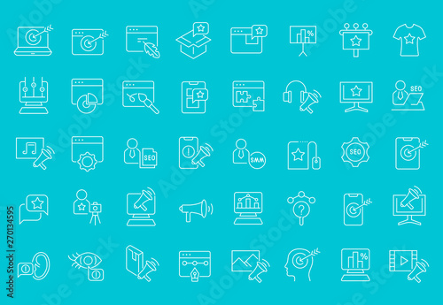 Set of Line Icons of Content Marketing