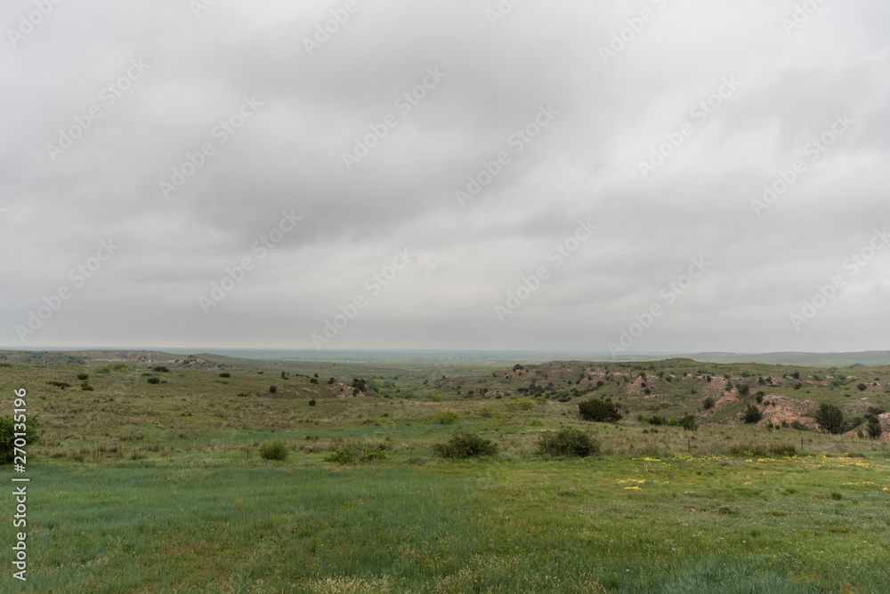 Panoramic Northern Texas vista on a rainy springtime day