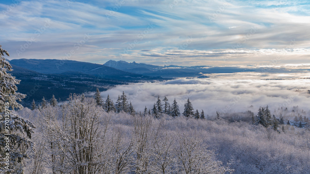 Cloud inversion over Fraser Valley, as seen from Burnaby Mountain - Winter Cloud inversion over Fraser Valley, as seen from Burnaby Mountain - Winter