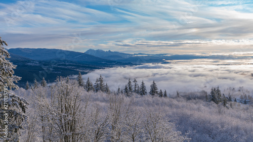 Cloud inversion over Fraser Valley, as seen from Burnaby Mountain - Winter