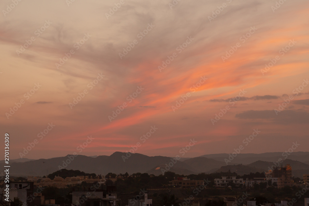 Panoramic evening view of Udaipur