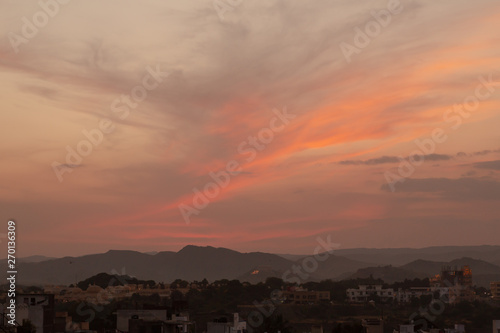 Panoramic evening view of Udaipur