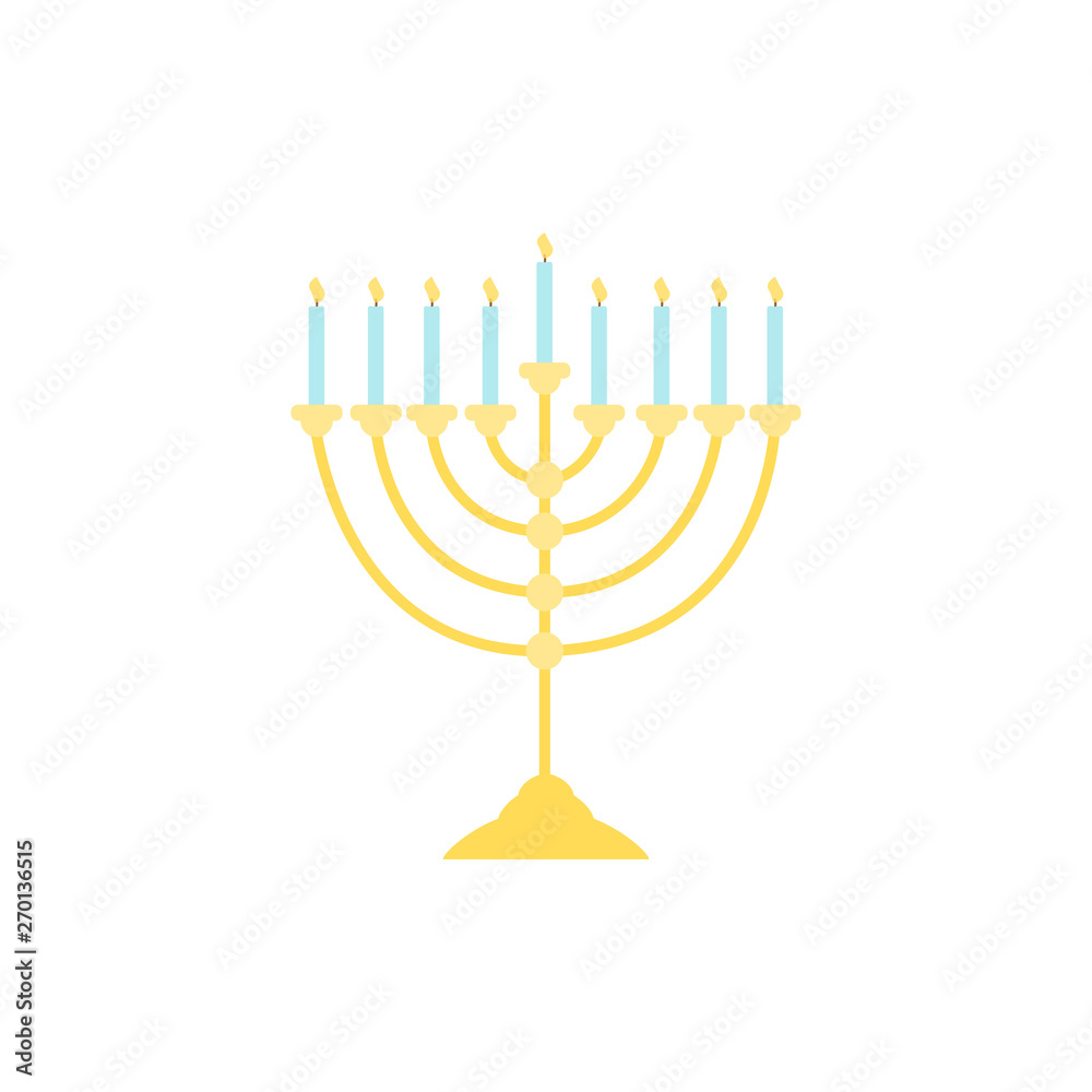 Menorah 9 candle candelabrum, vector illustration.