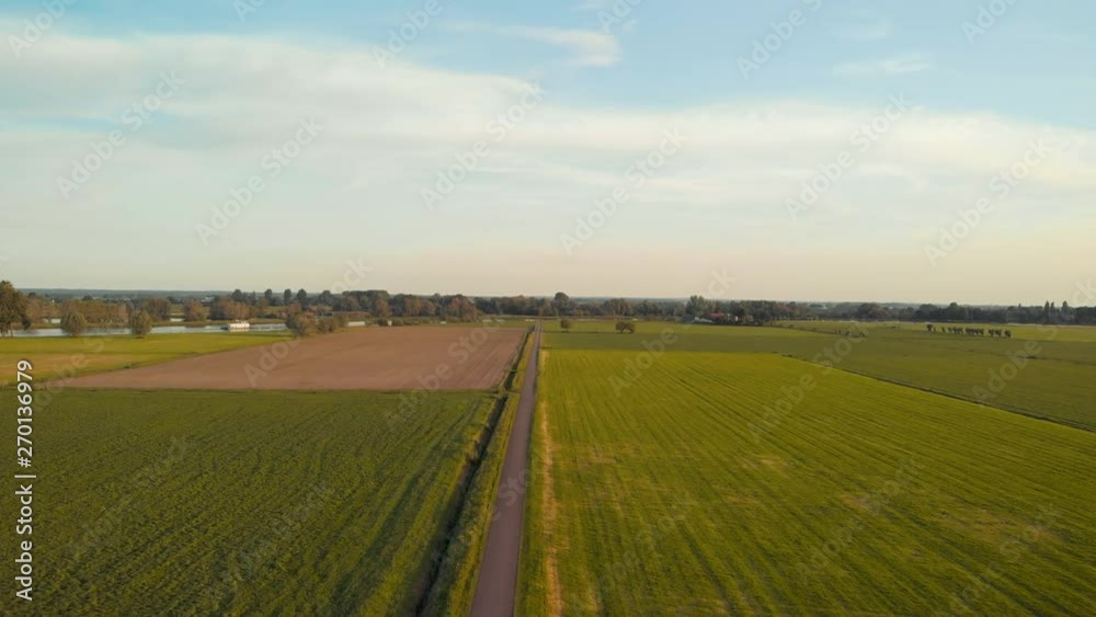 Drone going down a road in The Netherlands Drone going down a road in The Netherlands