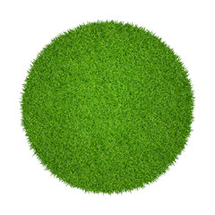 Abstract green grass texture for background. Circle green grass pattern isolated on white background with clipping path.