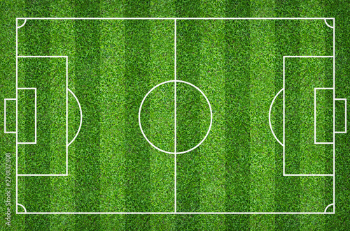 Soccer field or football field for background with green lawn court pattern.