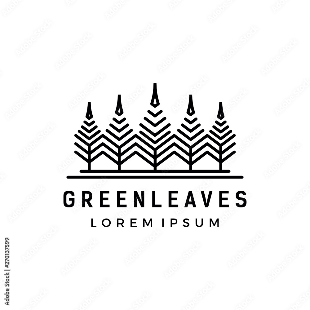 abstract trees pine Greenleaves Logo Design Inspiration custom logo design vector
