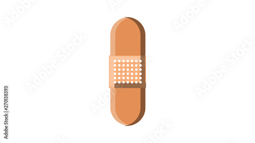 A beautiful medical beige antibacterial flesh plaster for sticking wounds and cuts on the skin and disinfecting on a white background. Vector illustration