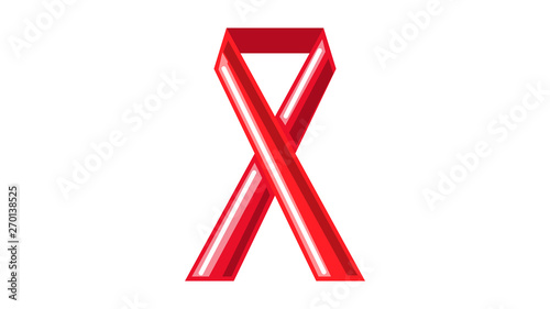 Beautiful medical red ribbon as a symbol of the fight against cancer on a white background. Vector illustration