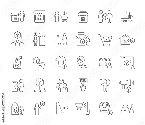 Set Vector Line Icons of B2C