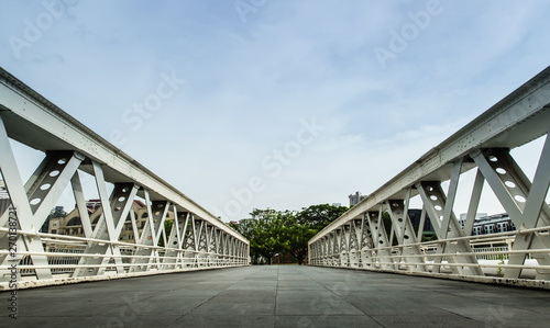 old white color metal bridge perspective view