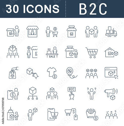 Set Vector Line Icons of B2C
