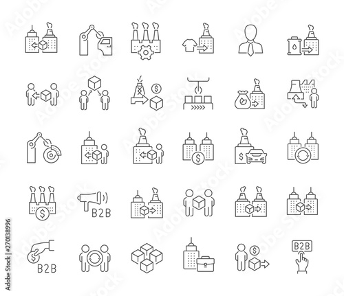 Set Vector Line Icons of B2B