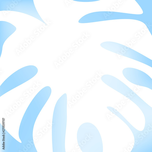 Minimalistic botanical background. The imprint of a white sheet on a blue pastel background. Illustration.