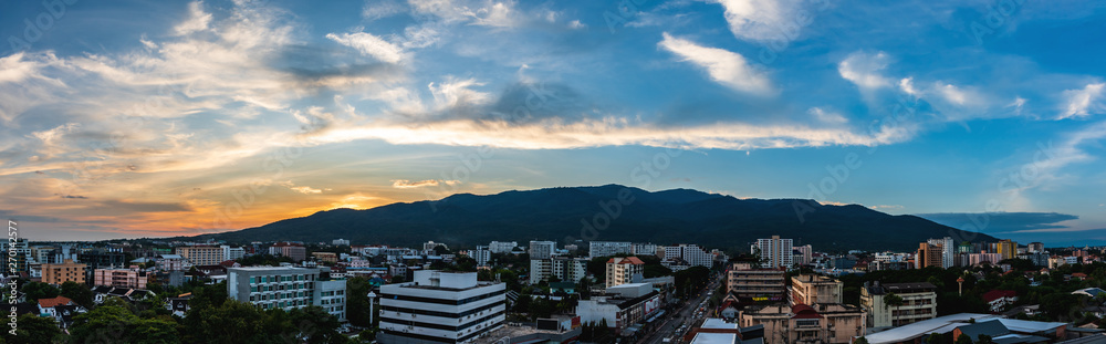   sky above modern Chiang Mai city on evening time.
