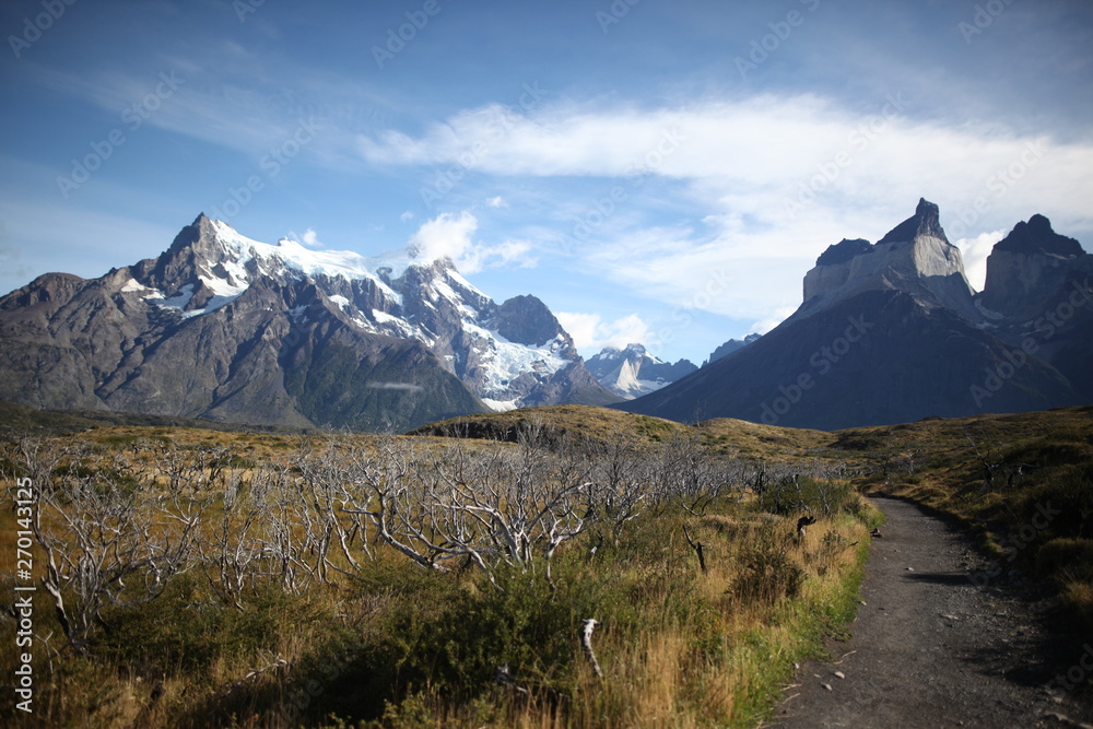 The Torres del Paine National Park. Torres del Paine is a national park encompassing mountains, glaciers, lakes, and rivers in southern Patagonia
