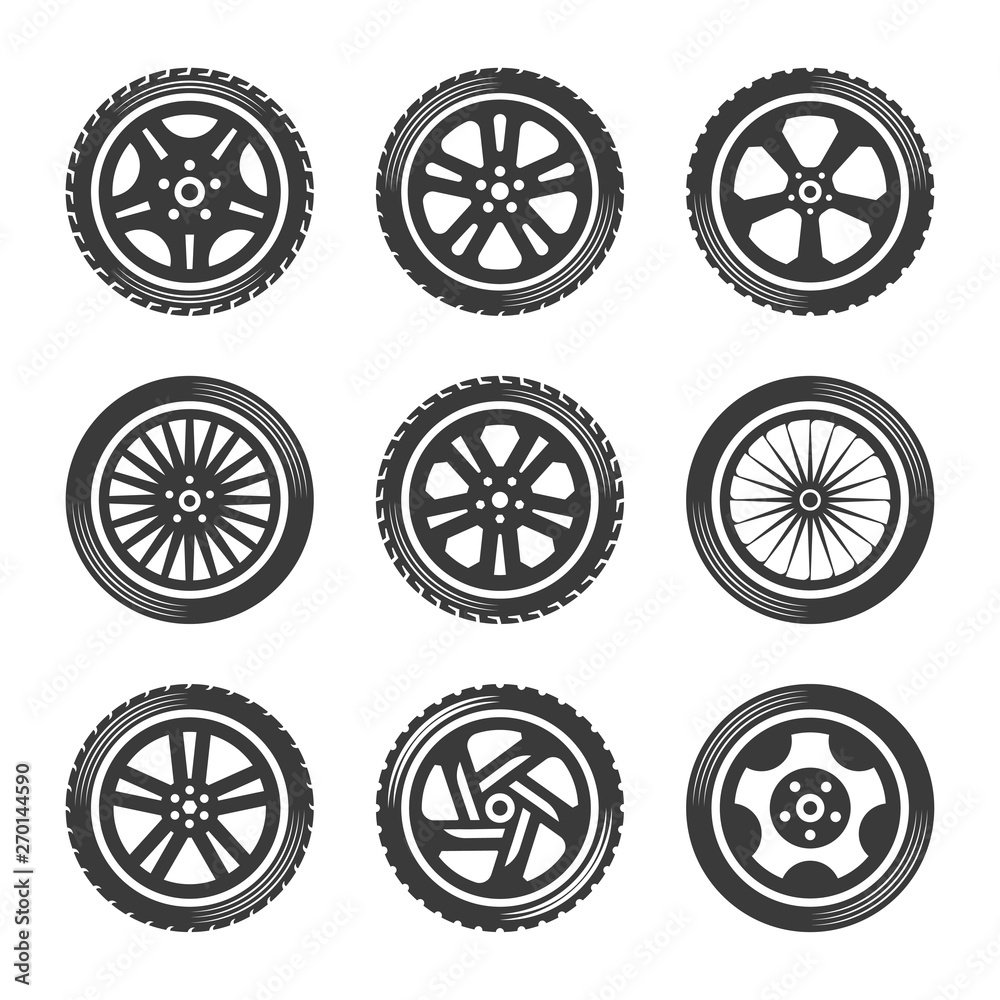 set of car wheels vector images