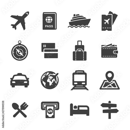 touring and traveling vector icon set