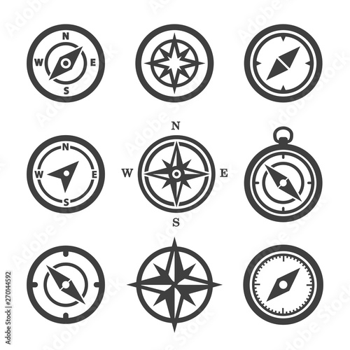 compass vector icon set