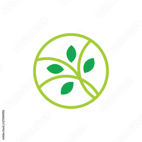 geometric circle line plant logo vector