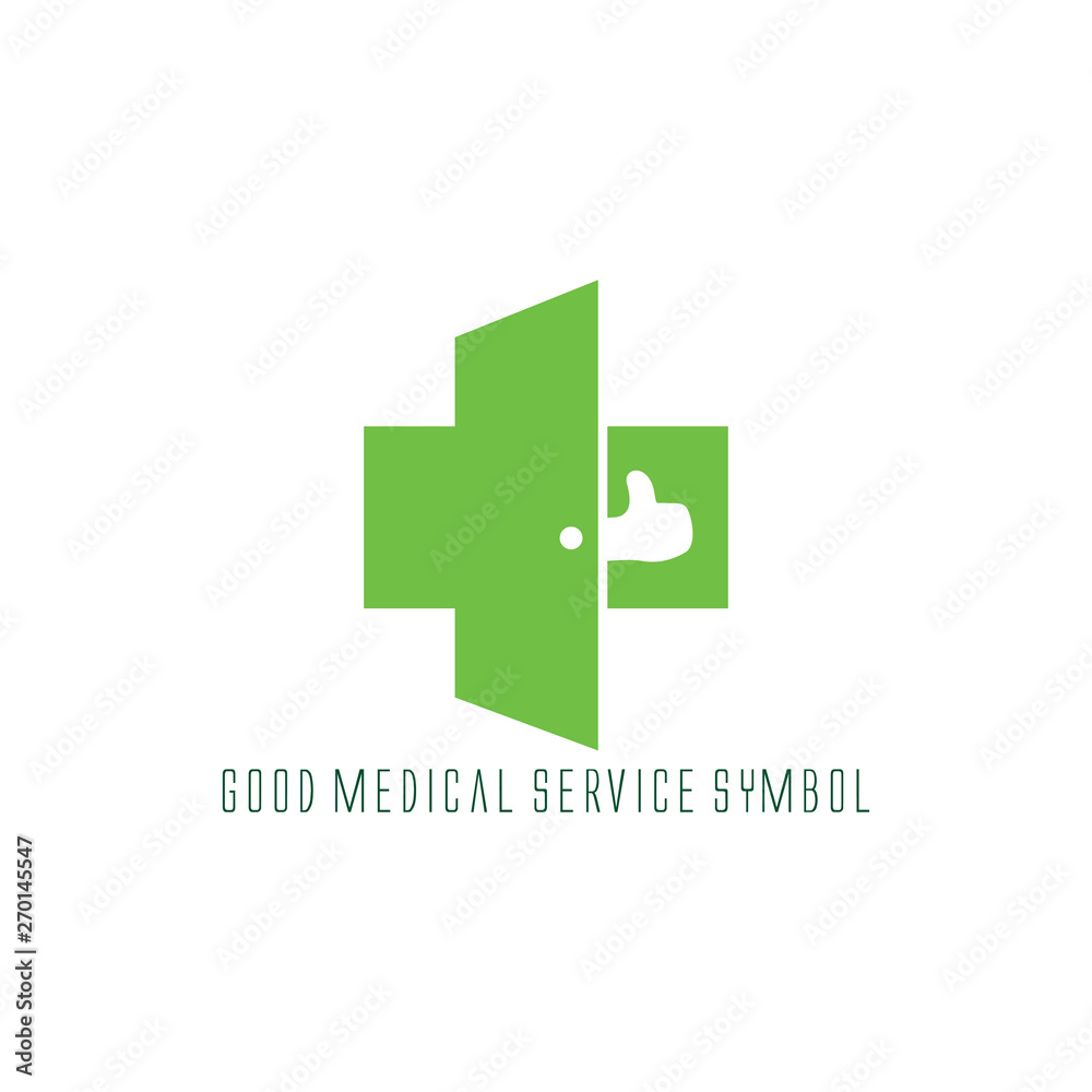Obraz premium thumb up good plus medical symbol logo vector
