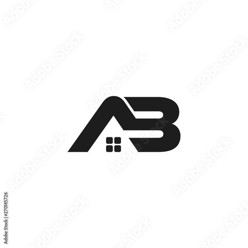 letter ab simple geometric home logo vector