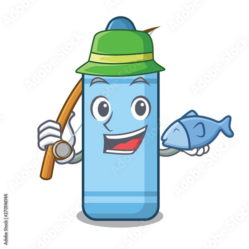 Fishing blue crayon in the character shape