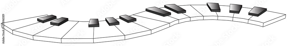 Curved piano keys, two octaves, 3d, an element for the decoration of your design, isolated on white background. EPS10 vector illustration. Curved piano keys, two octaves, 3d, an element for the decoration of your design, isolated on white background. EPS10 vector illustration.