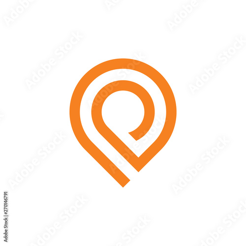 letter p loop pin location logo vector