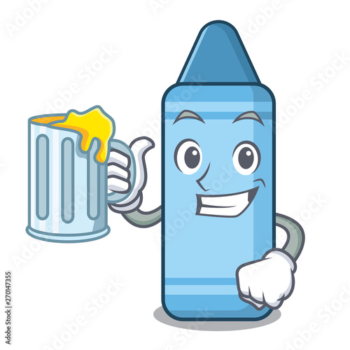 With juice blue crayon in the character shape