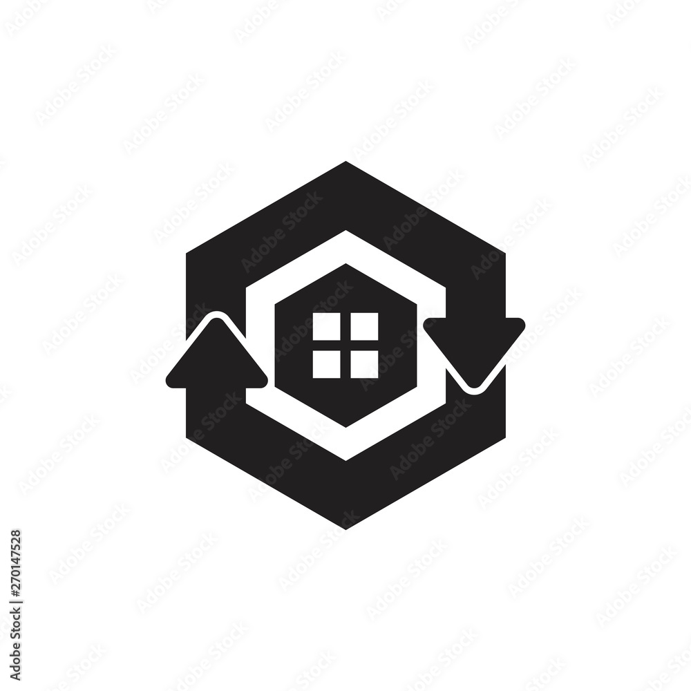 green refresh home hexagonal arrow symbol logo vector green refresh home hexagonal arrow symbol logo vector