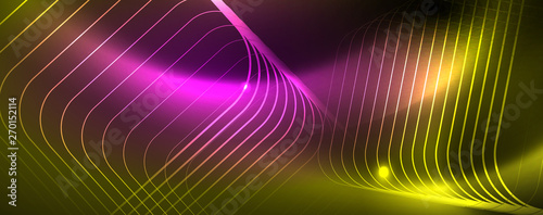 Techno glowing background  futuristic dark template with neon light effects and simple forms  vector