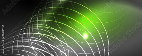 Shiny neon techno template. Neon lines background, 80s style laser rays