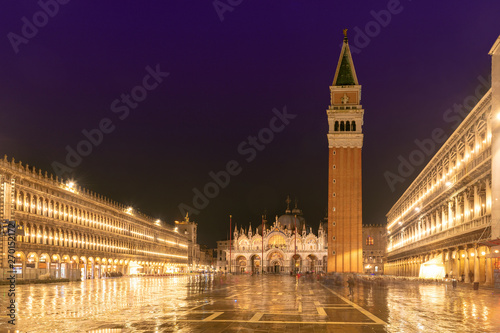 Venice at night, famous San Marco square at night in Venice, Italy,  © lucky-photo