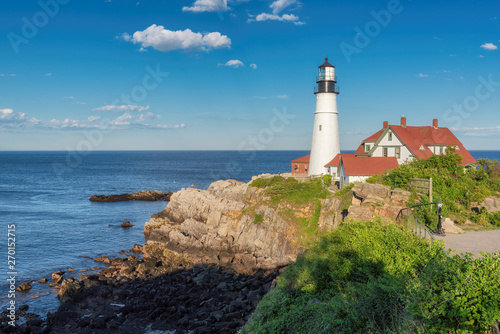 Portland Head Light at sunny day in Maine, New England.