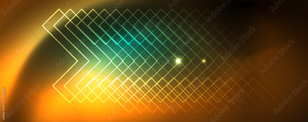 Obraz premium Shiny glowing design background, neon style lines, technology concept, vector