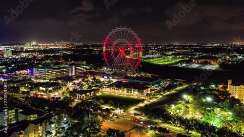 Night Hyperlapse of Ferris wheel in Orlando, Florida USA