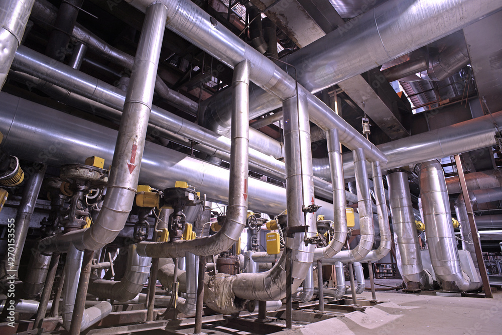 Industrial Steel pipelines, valves, cables and walkways
