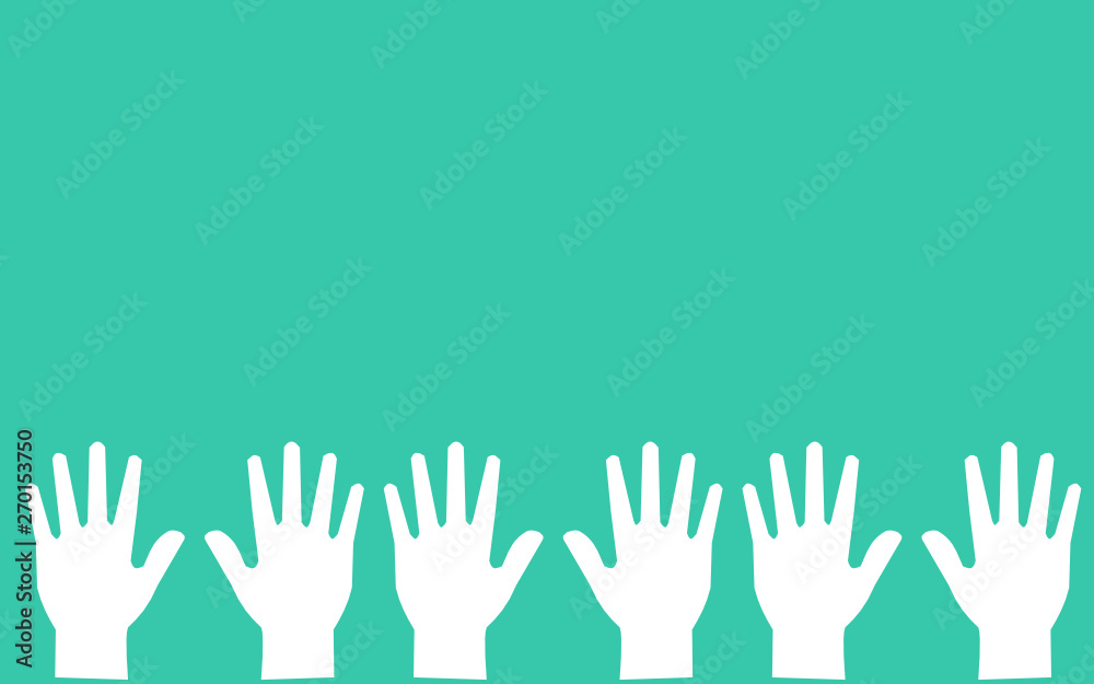 Fototapeta premium six white hands on blue background