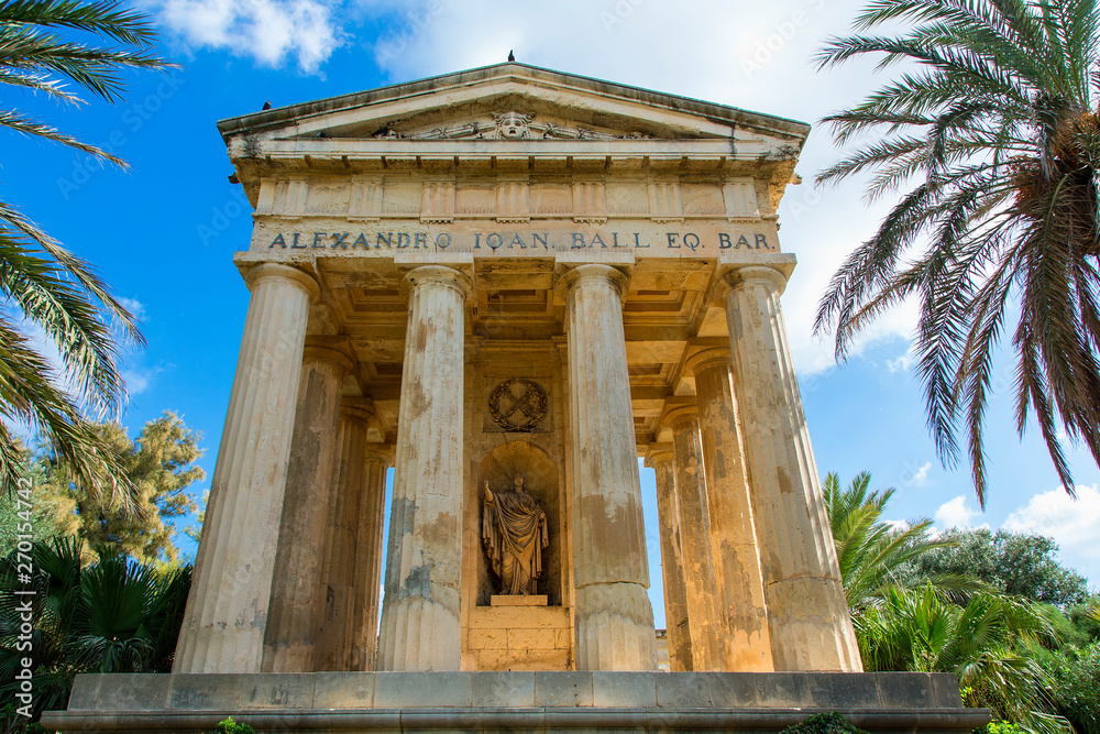 Temple at Lower Barraca Gardens, Valletta, Malta