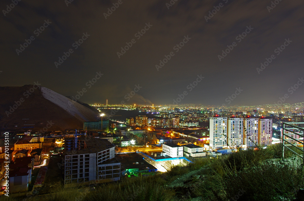Fototapeta premium ザイサントルゴイの丘から見たウランバートルの夜景