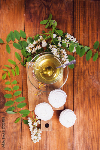 green tea with marshmallow photo