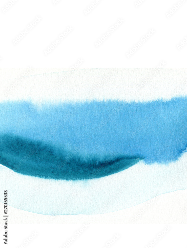 Fototapeta premium Watercolor spots blue sea. Raster artwork of watercolor spots.